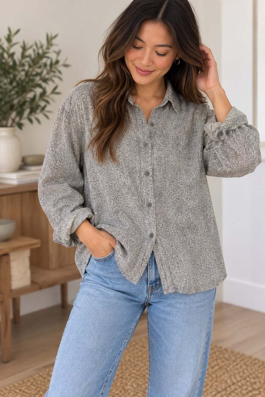 Rafael Vintage 100% Polyester Micro-Dot Button-Down Long Sleeve Shirt Size 16